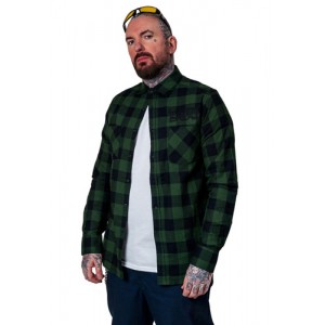 Dragstrip Kustom Checkered Lumber Jack Shirt in Black & Green